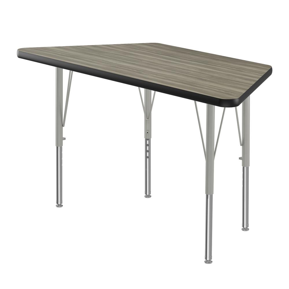 Deluxe High-Pressure Top Activity Tables, 24x48" TRAPEZOID NEW ENGLAND DRIFTWOOD, SILVER MIST. Picture 9