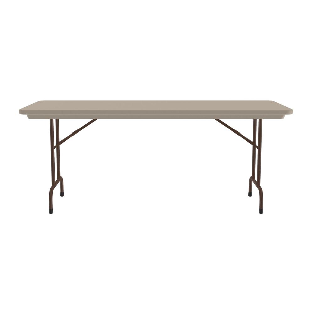 Commercial Blow-Molded Plastic Folding Table, 30x96" RECTANGULAR, MOCHA GRANITE BROWN. Picture 7