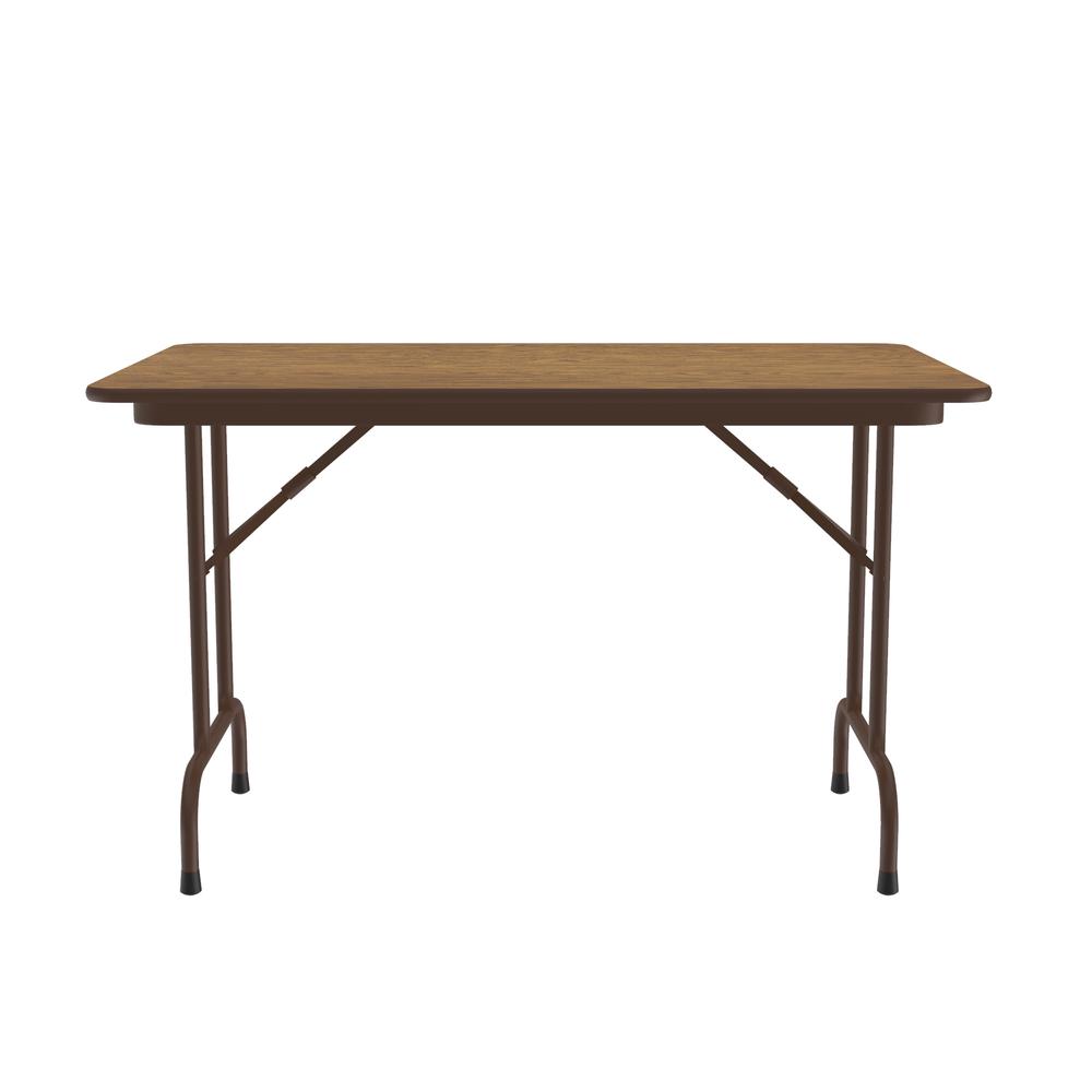 Deluxe High Pressure Top Folding Table 30x48" RECTANGULAR, MED OAK BROWN. Picture 1