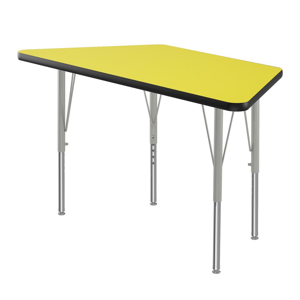 Deluxe High-Pressure Top Activity Tables, 24x48", TRAPEZOID, YELLOW  SILVER MIST. Picture 1