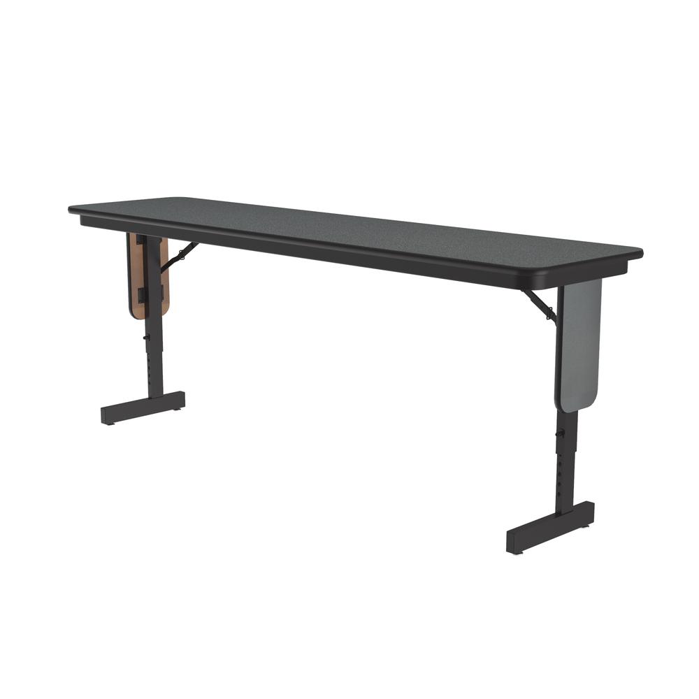Adjustable Height Deluxe High-Pressure Folding Seminar Table with Panel Leg 18x96" RECTANGULAR, MONTANA GRANITE, BLACK. Picture 2