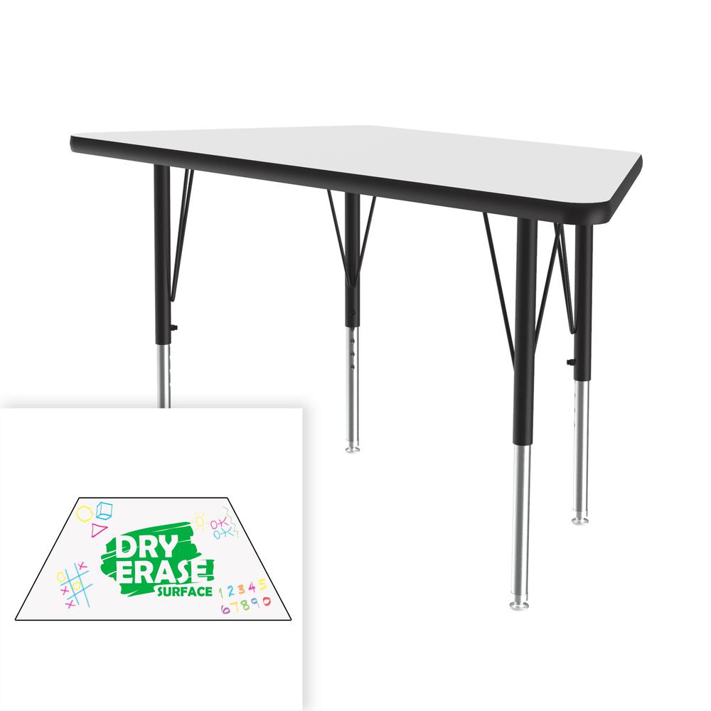 Markerboard-Dry Erase  Deluxe High Pressure Top - Activity Tables, 24x48", TRAPEZOID FROSTY WHITE BLACK/CHROME. Picture 3