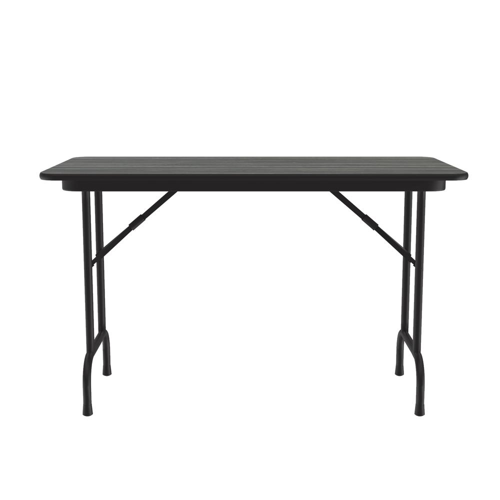 Deluxe High Pressure Top Folding Table, 24x48" RECTANGULAR, NEW ENGLAND DRIFTWOOD BLACK. Picture 3