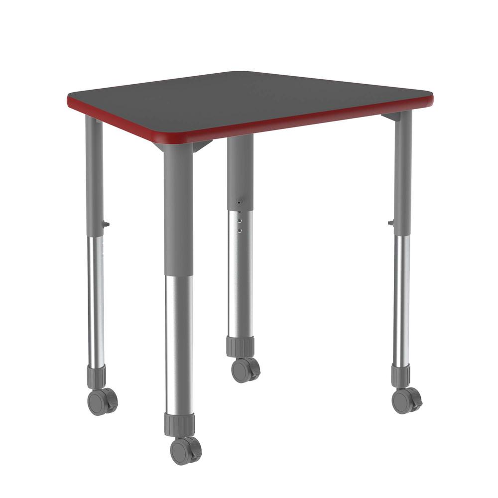 Deluxe High Pressure Collaborative Desk with Casters 33x23" TRAPEZOID BLACK GRANITE, GRAY/CHROME. Picture 1
