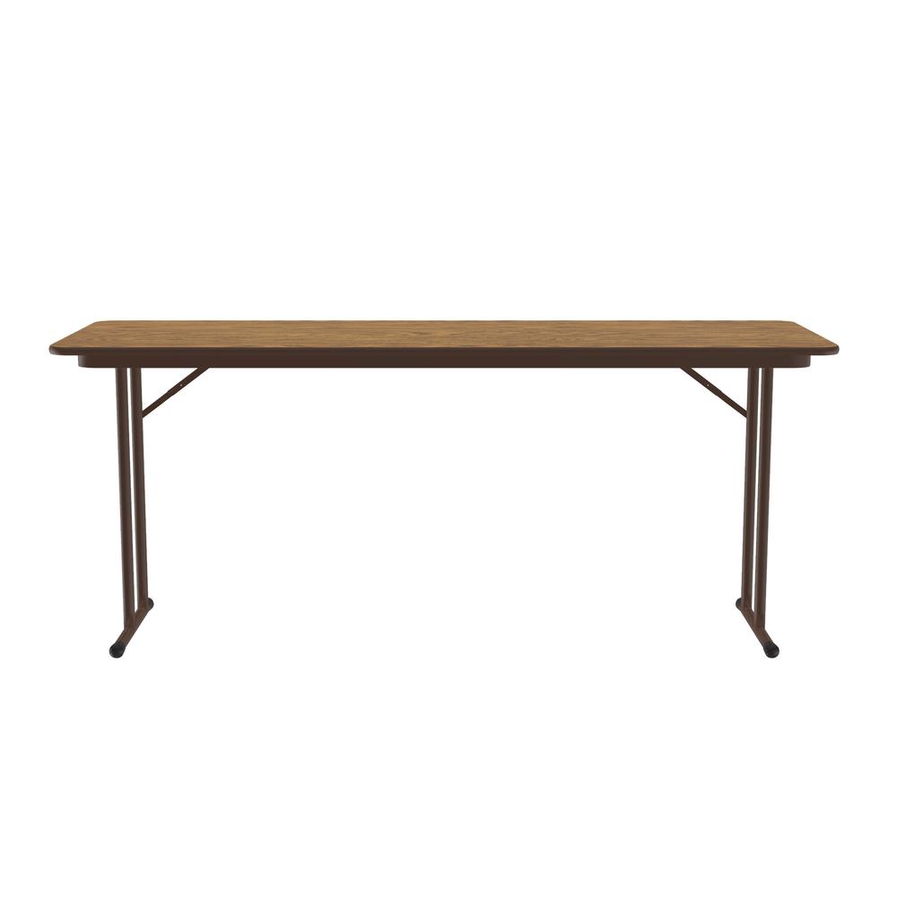 Deluxe High-Pressure Folding Seminar Table with Off-Set Leg, 24x60", RECTANGULAR, MED OAK, BROWN. Picture 8