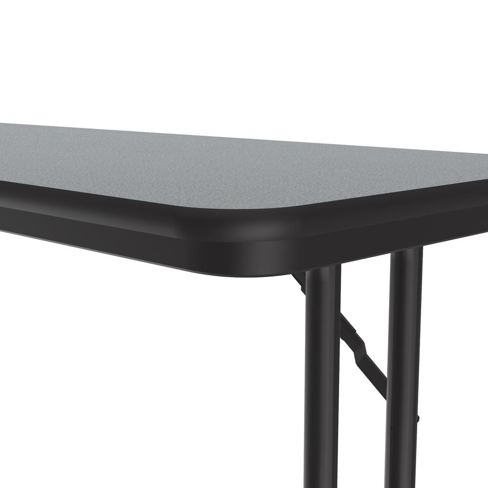 Commercial Laminate Folding Seminar Table with Off-Set Leg 18x72", RECTANGULAR, GRAY GRANITE, BLACK. Picture 8