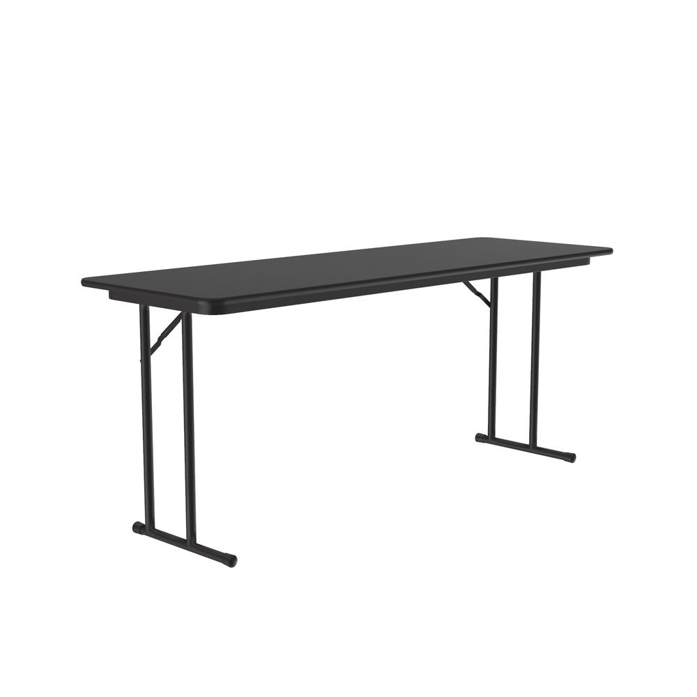 Commercial Laminate Folding Seminar Table with Off-Set Leg 24x96" RECTANGULAR, BLACK GRANITE, BLACK. Picture 2