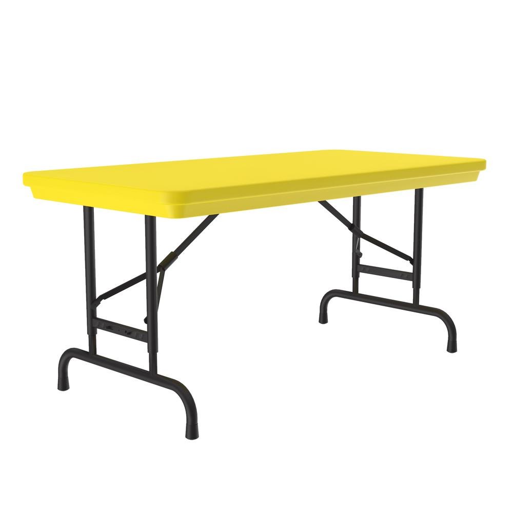 Adjustable Height Commercial Blow-Molded Plastic Folding Table 24x48", RECTANGULAR YELLOW, BLACK. Picture 1