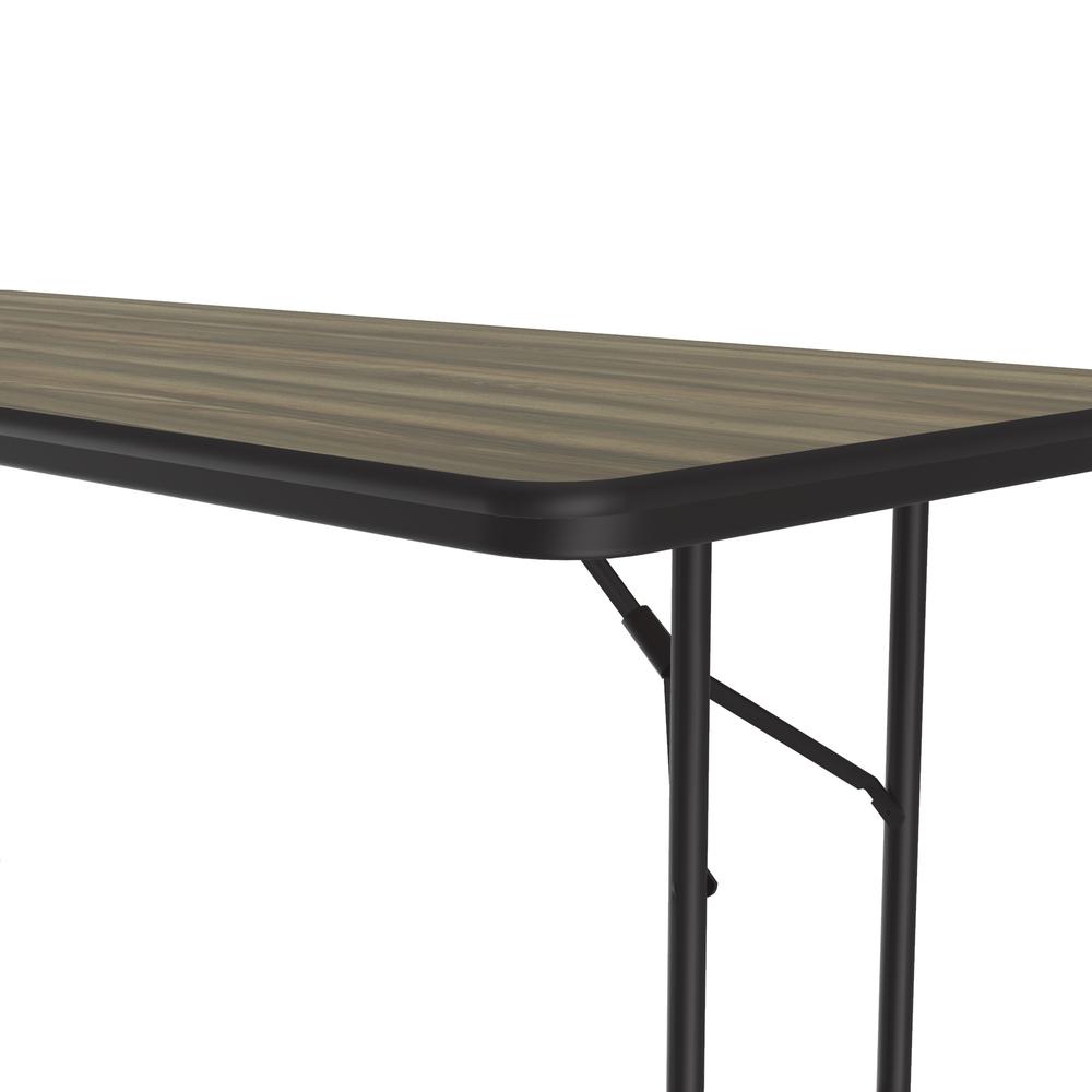 Deluxe High Pressure Top Folding Table 30x72" RECTANGULAR, COLONIAL HICKORY, BLACK. Picture 6