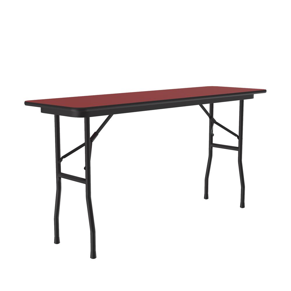 Deluxe High Pressure Top Folding Table 18x96", RECTANGULAR, RED, BLACK. Picture 6