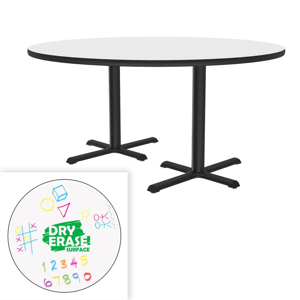 Markerboard-Dry Erase High Pressure Top - Table Height Café and Breakroom Table 60x60", ROUND, FROSTY WHITE, BLACK. Picture 1