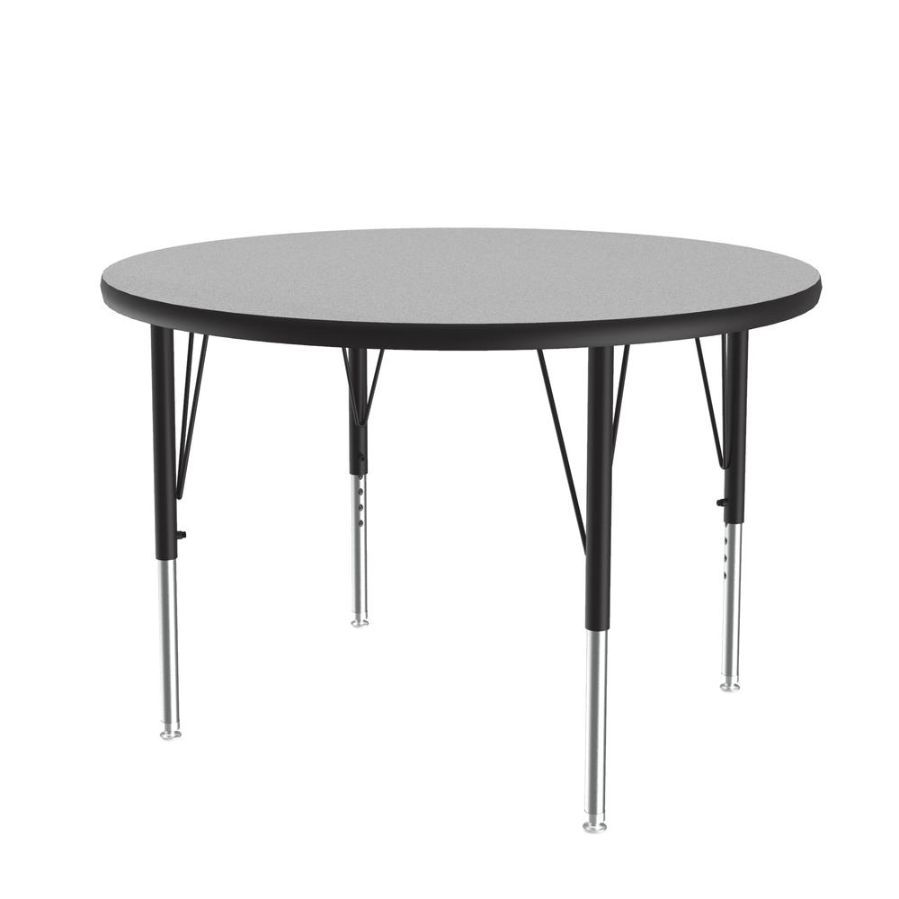 Commercial Laminate Top Activity Tables, 36x36" ROUND GRAY GRANITE, BLACK/CHROME. Picture 1