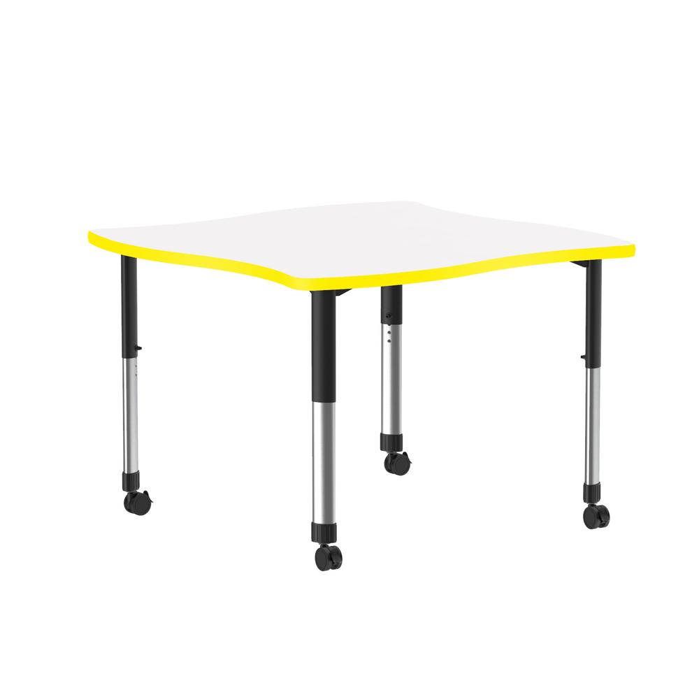 Markerboard-Dry Erase High Pressure Collaborative Desk with Casters 42x42" SWERVE, FROSTY WHITE BLACK/CHROME. Picture 1