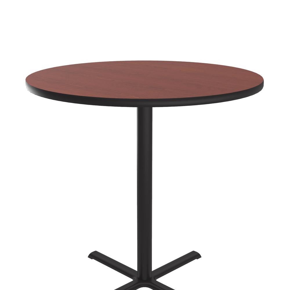 Bar Stool/Standing Height Deluxe High-Pressure Café and Breakroom Table 42x42" ROUND CHERRY, BLACK. Picture 3