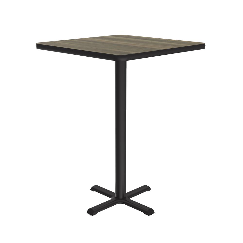 Bar Stool/Standing Height Deluxe High-Pressure Café and Breakroom Table, 24x24 SQUARE COLONIAL HICKORY, BLACK. Picture 1