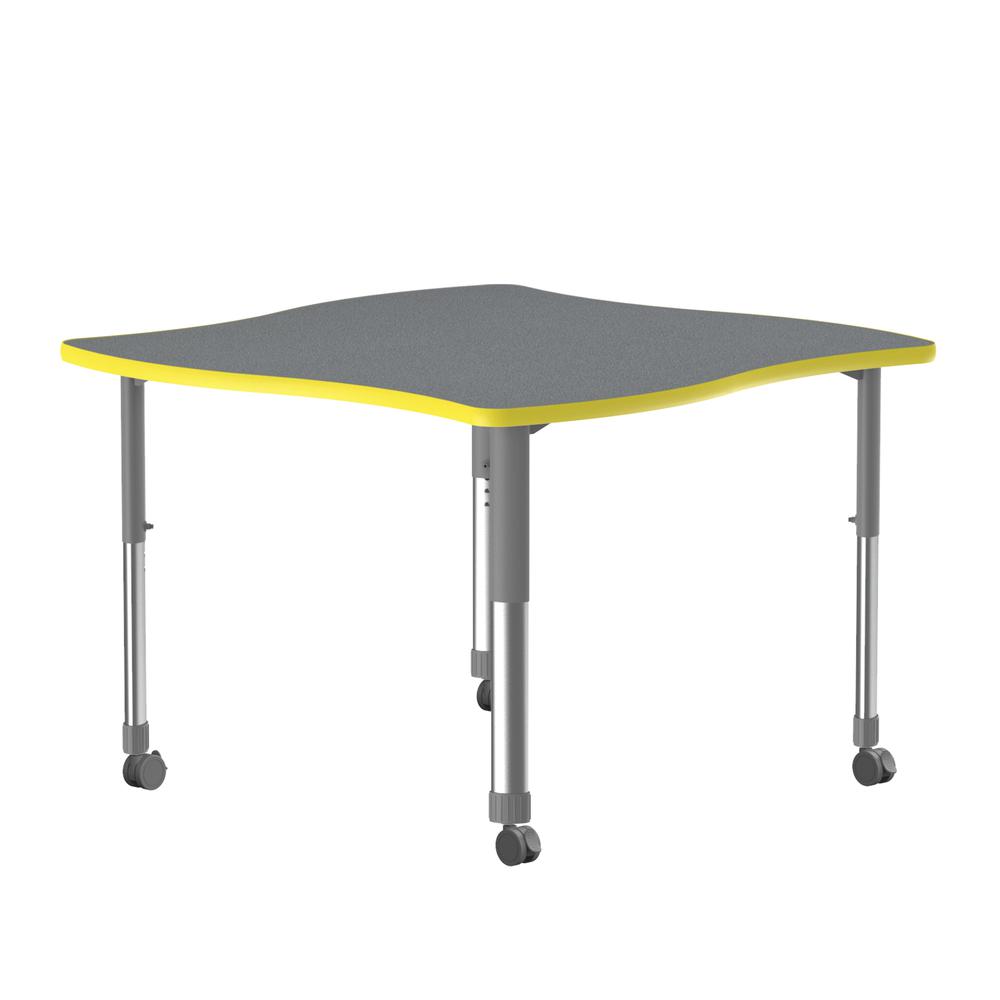 Commercial Lamiante Top Collaborative Desk with Casters, 42x42", SWERVE GRAY GRANITE GRAY/CHROME. Picture 7