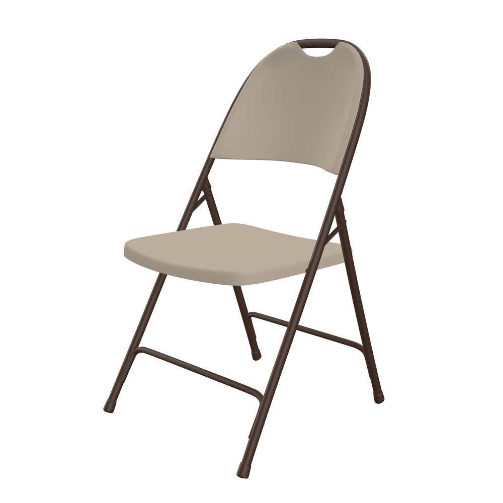 Injection Molded Folding Chair - Mocha Granite, Brown Legs - 1 Each. Picture 4