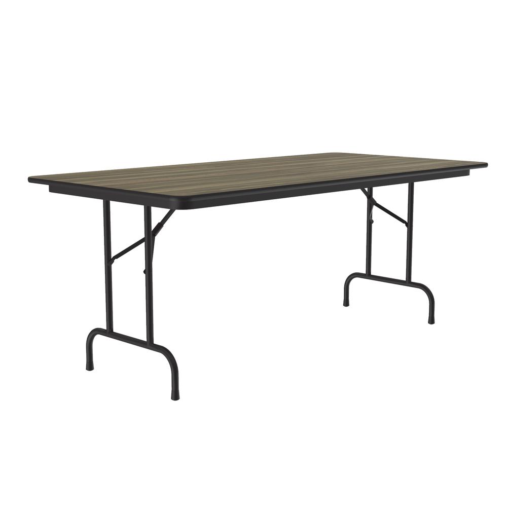 Deluxe High Pressure Top Folding Table, 36x96", RECTANGULAR, COLONIAL HICKORY, BLACK. Picture 7