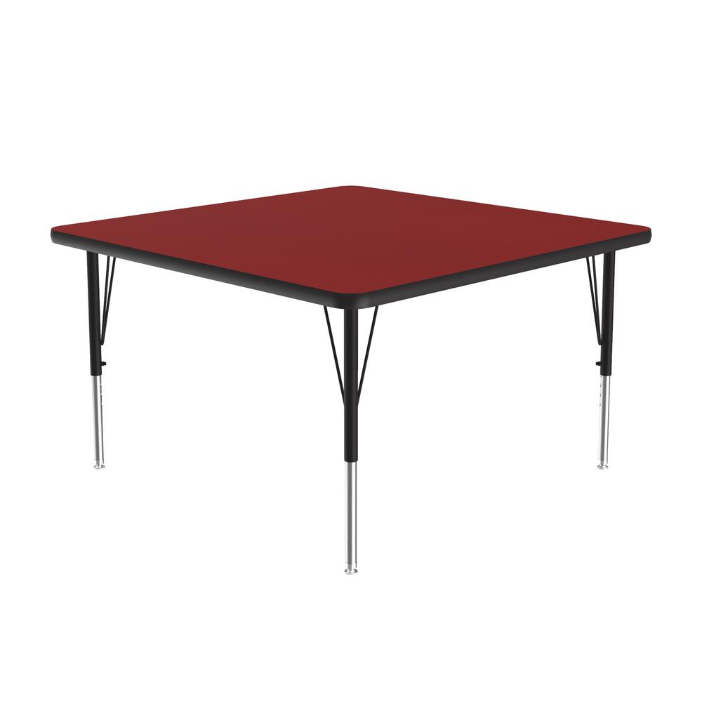 Deluxe High-Pressure Top Activity Tables, 36x36", SQUARE, RED, BLACK/CHROME. Picture 1