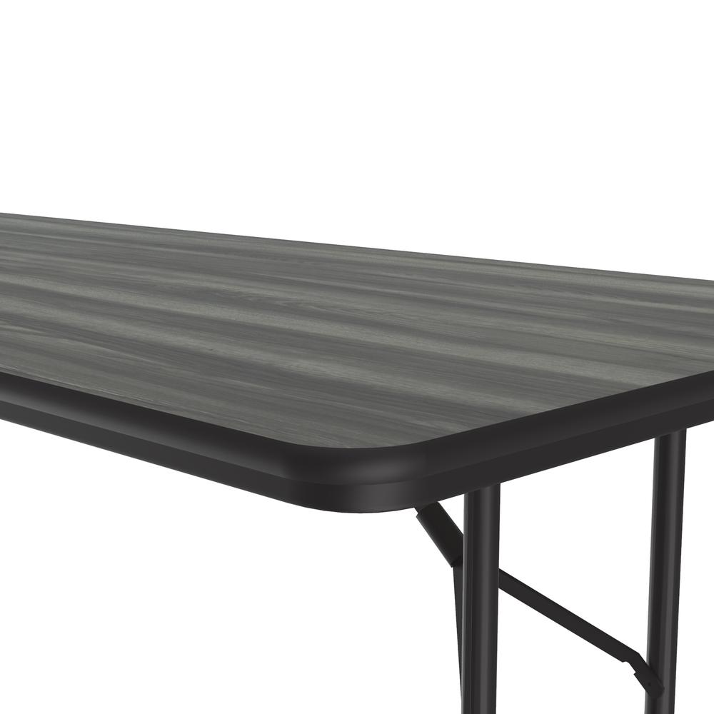 Adjustable Height High Pressure Top Folding Table 30x96" RECTANGULAR, NEW ENGLAND DRIFTWOOD, BLACK. Picture 4