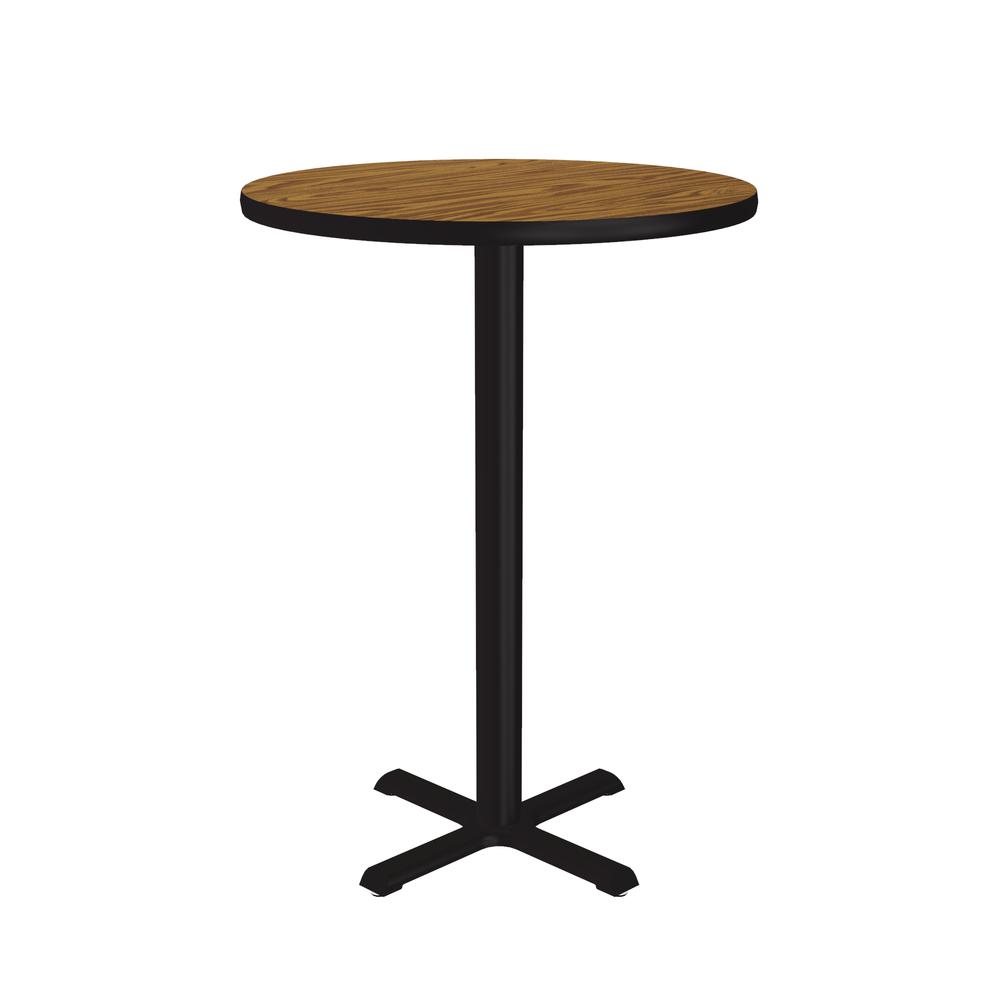 Bar Stool/Standing Height Commercial Laminate Café and Breakroom Table 30x30", ROUND MEDIUM OAK, BLACK. Picture 2