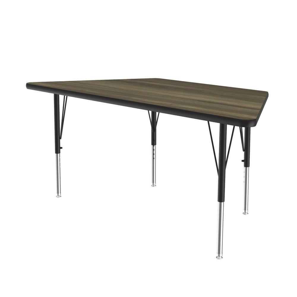 Deluxe High-Pressure Top Activity Tables 30x60", TRAPEZOID COLONIAL HICKORY, BLACK/CHROME. Picture 1