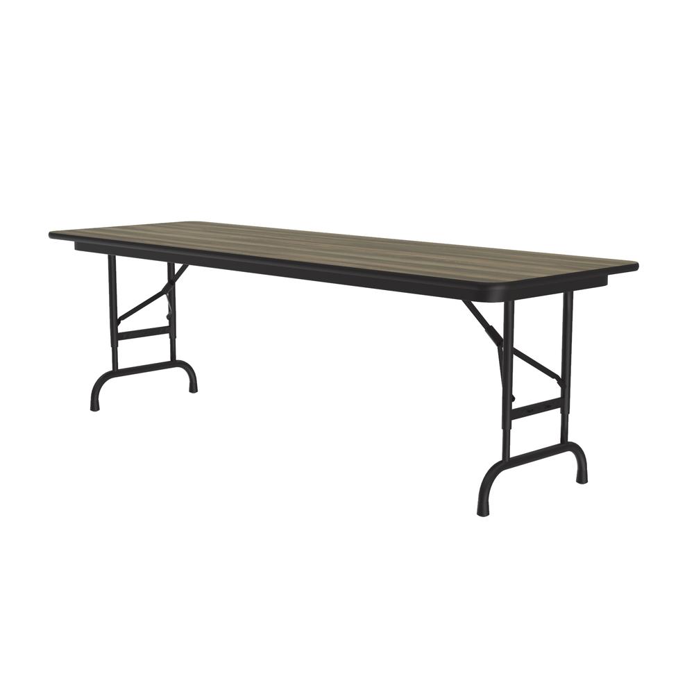 Adjustable Height High Pressure Top Folding Table, 24x60" RECTANGULAR, COLONIAL HICKORY BLACK. Picture 2