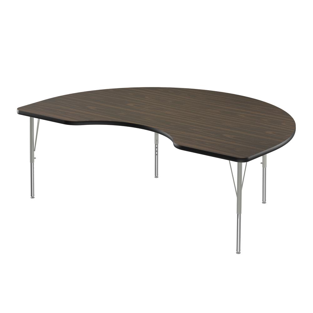 Commercial Laminate Top Activity Tables, 48x72", KIDNEY, WALNUT SILVER MIST. Picture 1