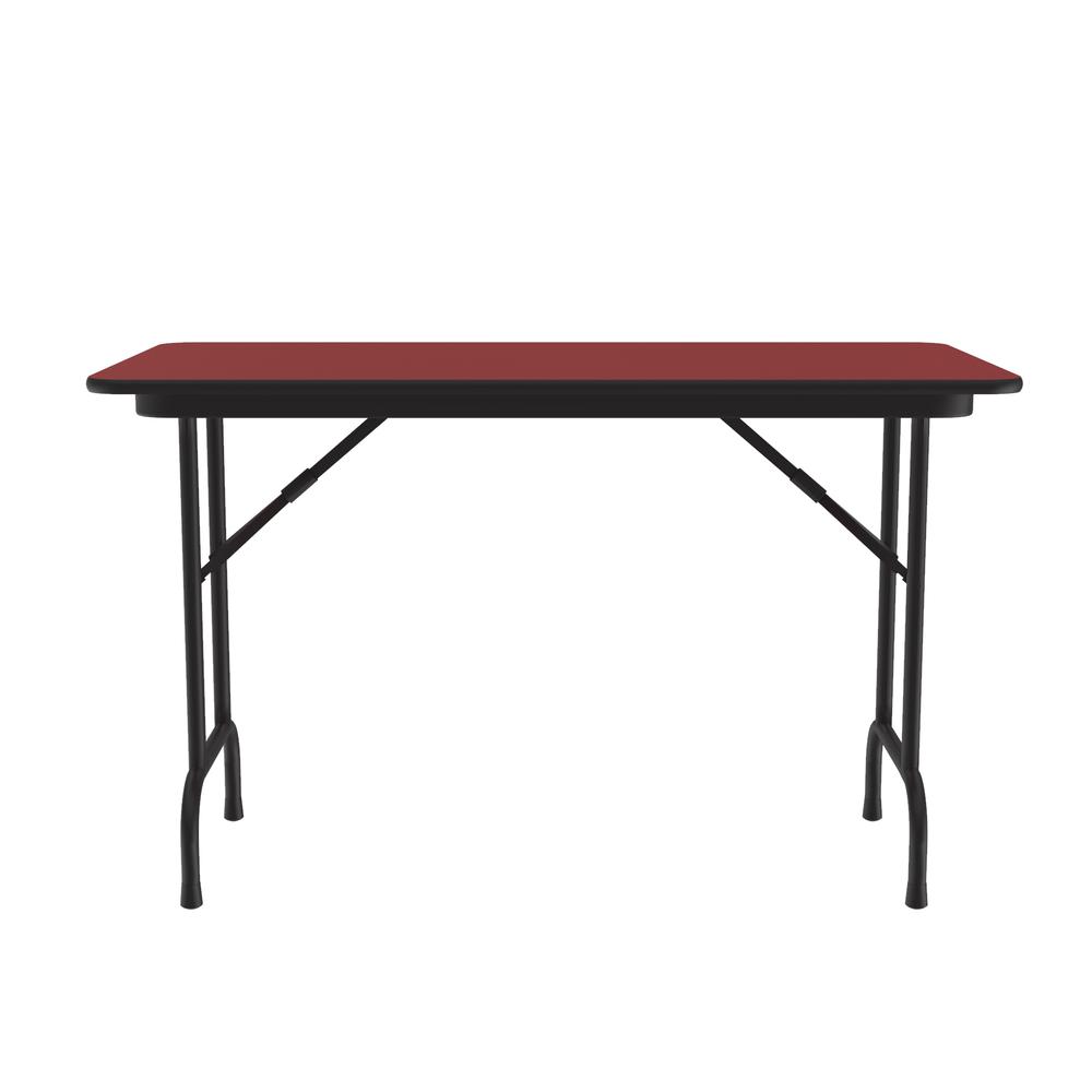 Deluxe High Pressure Top Folding Table, 24x48", RECTANGULAR, RED, BLACK. Picture 6