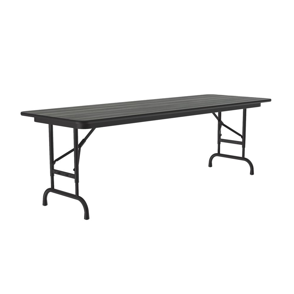Adjustable Height High Pressure Top Folding Table 24x72" RECTANGULAR, NEW ENGLAND DRIFTWOOD BLACK. Picture 3