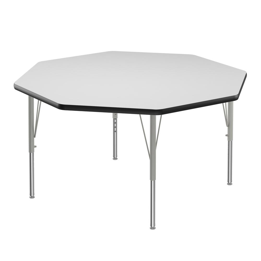 Deluxe High-Pressure Top Activity Tables 48x48" OCTAGONAL, WHITE, SILVER MIST. Picture 2