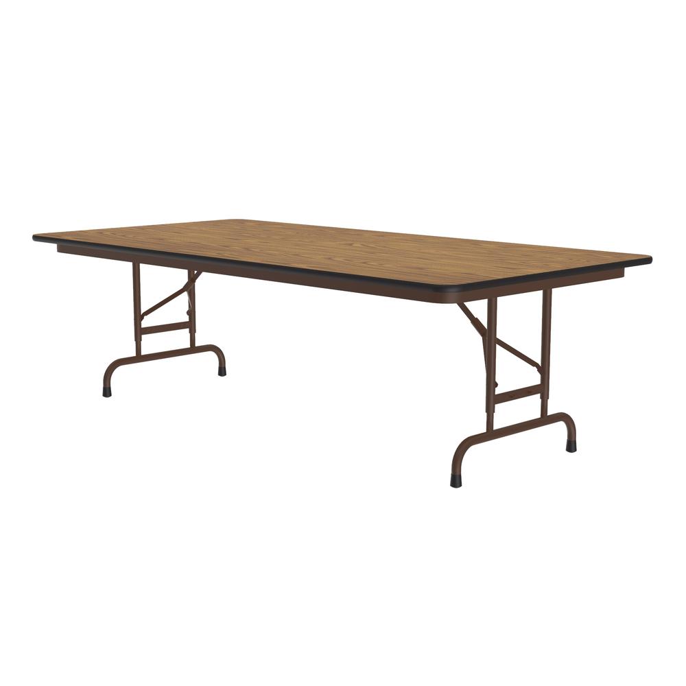 Adjustable Height High Pressure Top Folding Table, 30x96", RECTANGULAR, MED OAK, BROWN. Picture 2