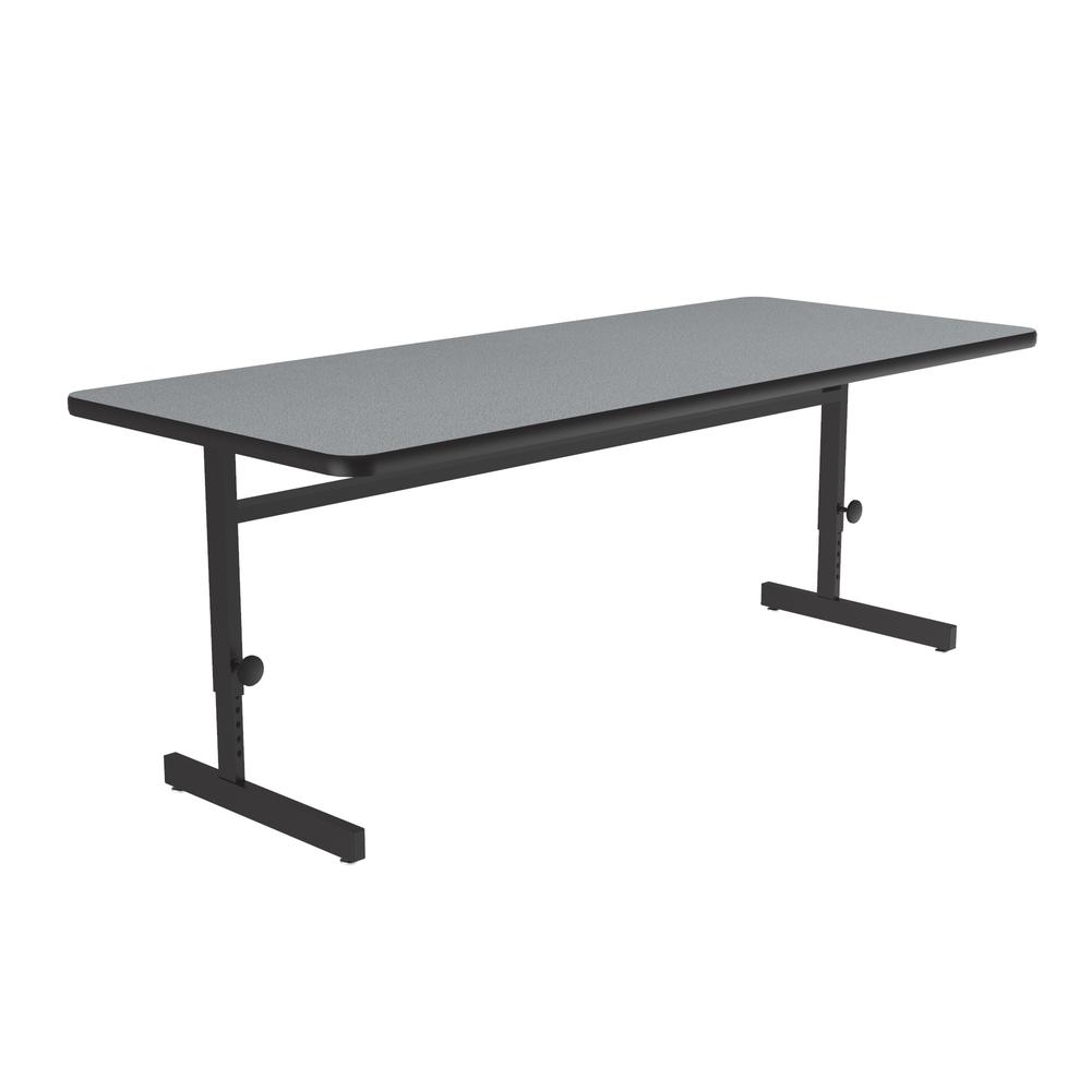 Adjustable Height Deluxe High-Pressure Top, Trapezoid, Computer/Student Desks, 30x60", TRAPEZOID GRAY GRANITE BLACK. Picture 7