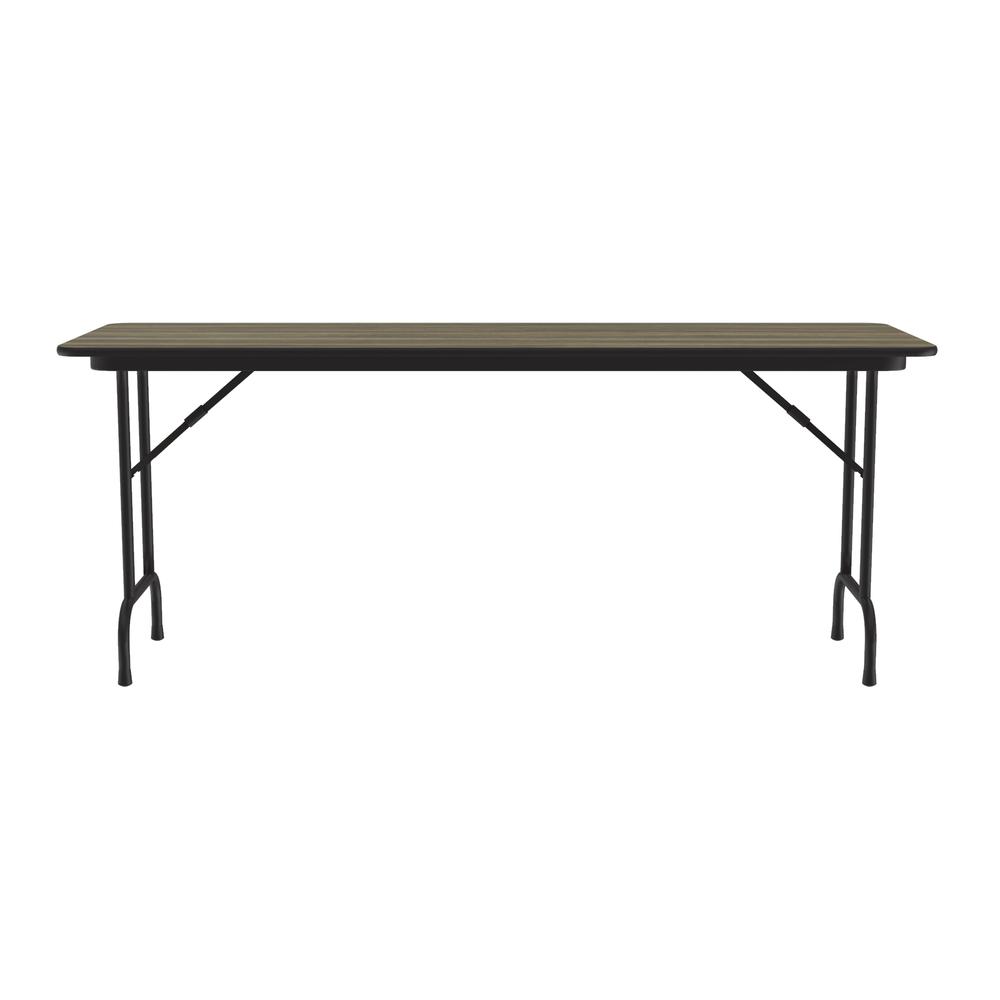 Deluxe High Pressure Top Folding Table 24x96" RECTANGULAR COLONIAL HICKORY, BLACK. Picture 2