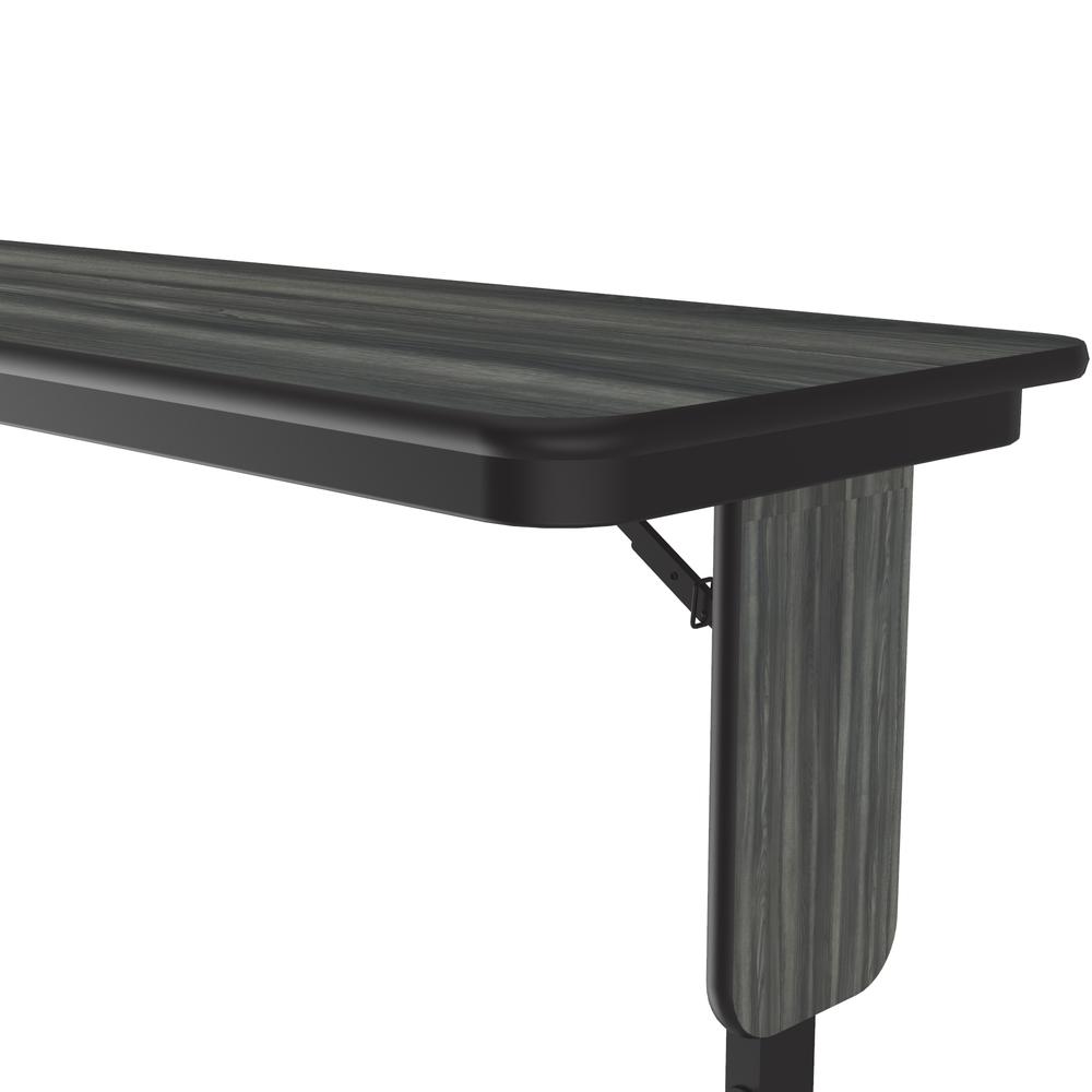Adjustable Height Deluxe High-Pressure Folding Seminar Table with Panel Leg 18x60", RECTANGULAR NEW ENGLAND DRIFTWOOD, BLACK. Picture 8