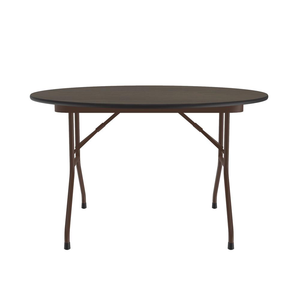 Thermal Fused Laminate Top Folding Table, 48x48" ROUND WALNUT BROWN. Picture 4