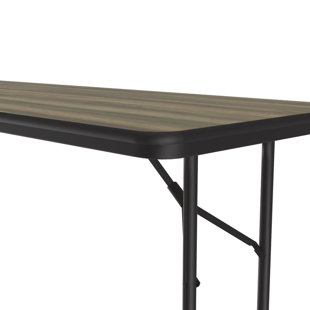 Deluxe High Pressure Top Folding Table 24x96" RECTANGULAR COLONIAL HICKORY, BLACK. Picture 8