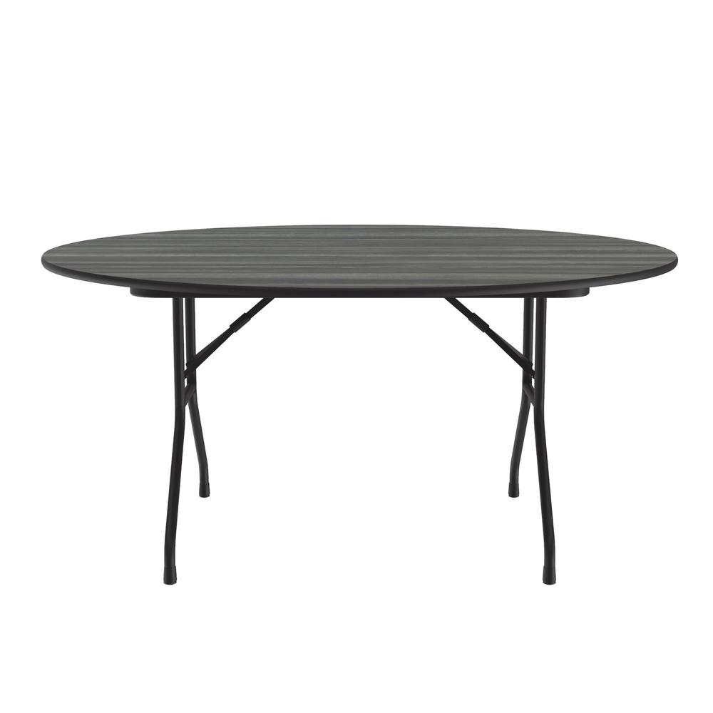 Deluxe High Pressure Top Folding Table 60x60", ROUND, NEW ENGLAND DRIFTWOOD, BLACK. Picture 2