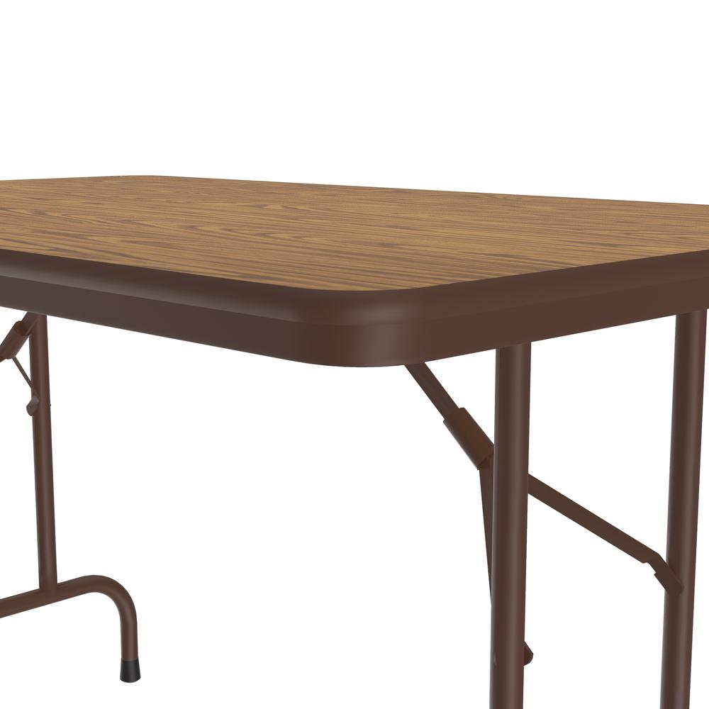 Deluxe High Pressure Top Folding Table 30x48" RECTANGULAR, MED OAK BROWN. Picture 7