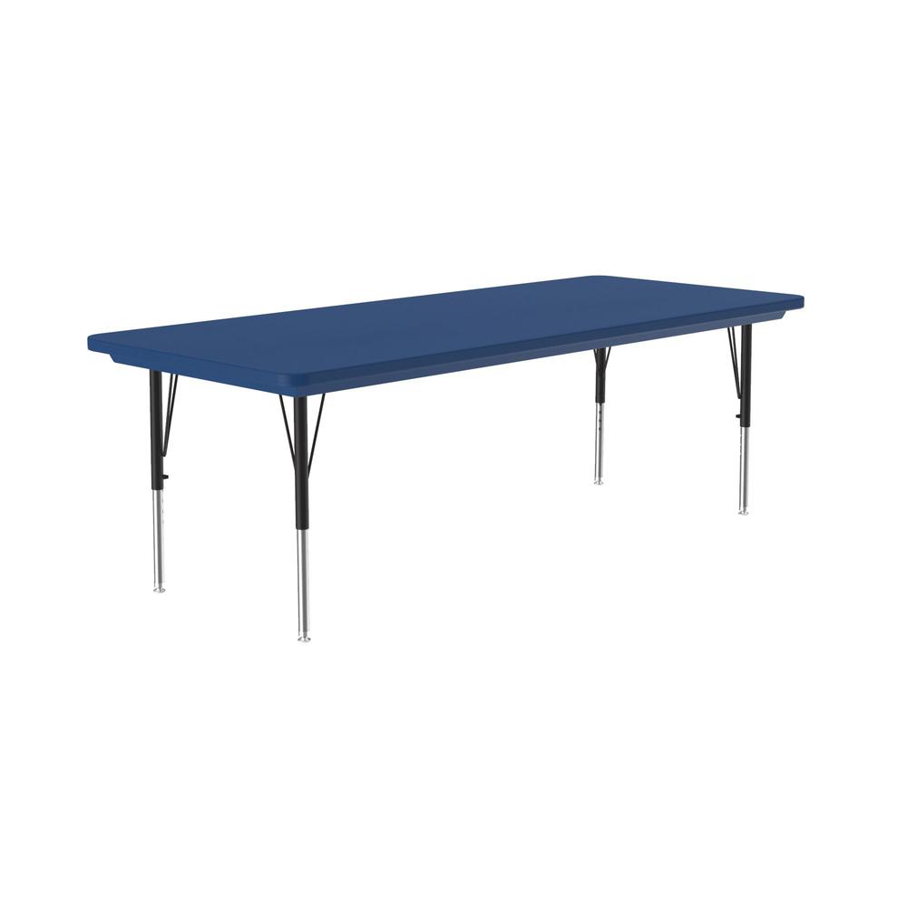 Commercial Blow-Molded Plastic Top Activity Tables 30x72", RECTANGULAR, BLUE, BLACK/CHROME. Picture 3