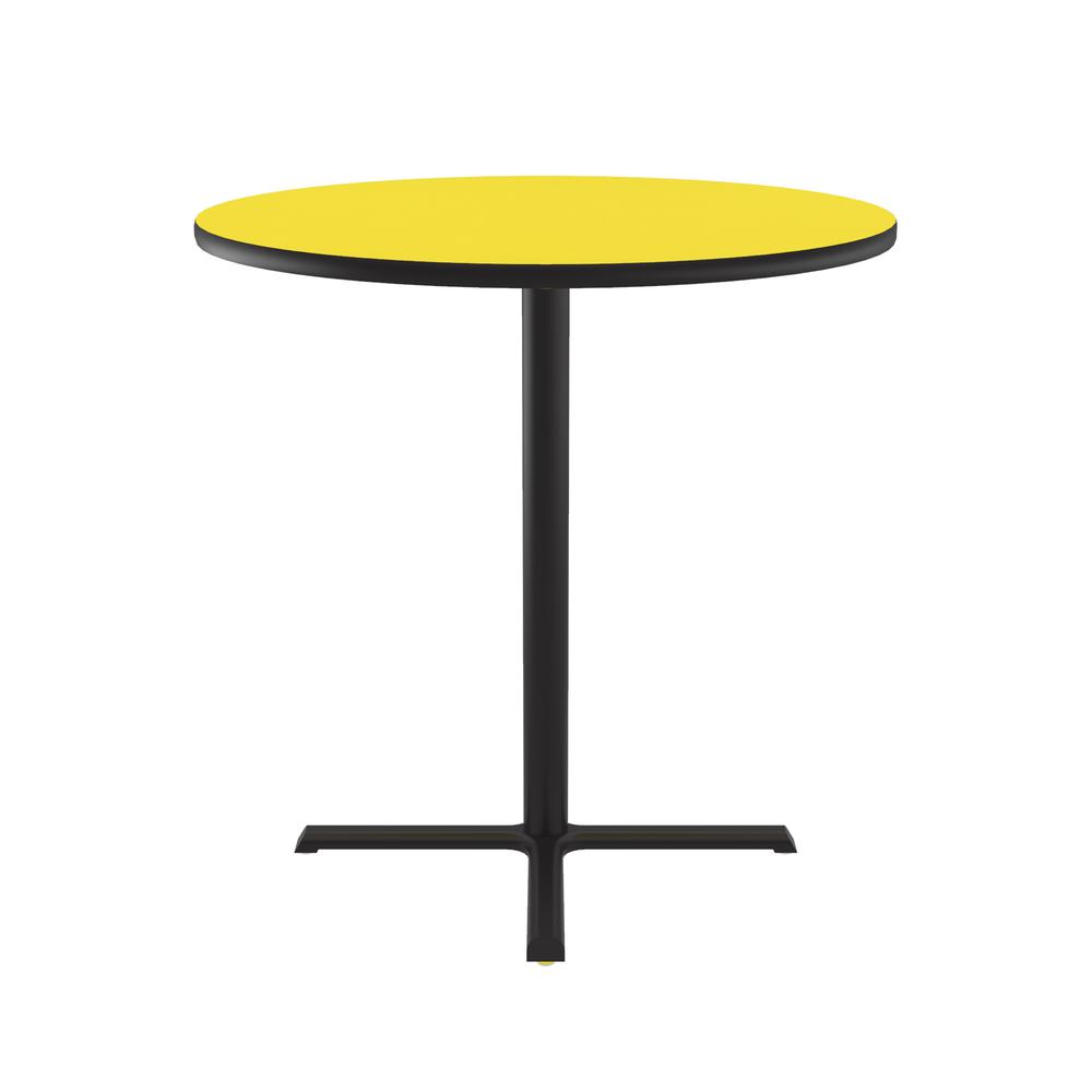 Bar Stool/Standing Height Deluxe High-Pressure Café and Breakroom Table, 48x48" ROUND YELLOW, BLACK. Picture 3