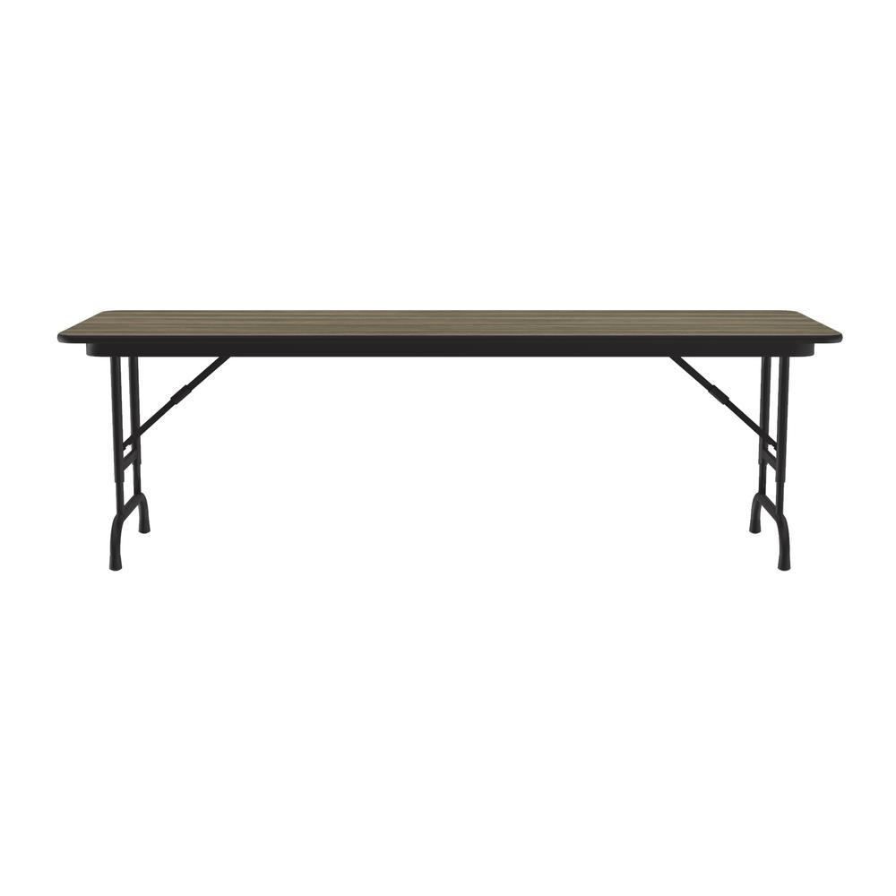 Adjustable Height High Pressure Top Folding Table, 24x60" RECTANGULAR, COLONIAL HICKORY BLACK. Picture 3
