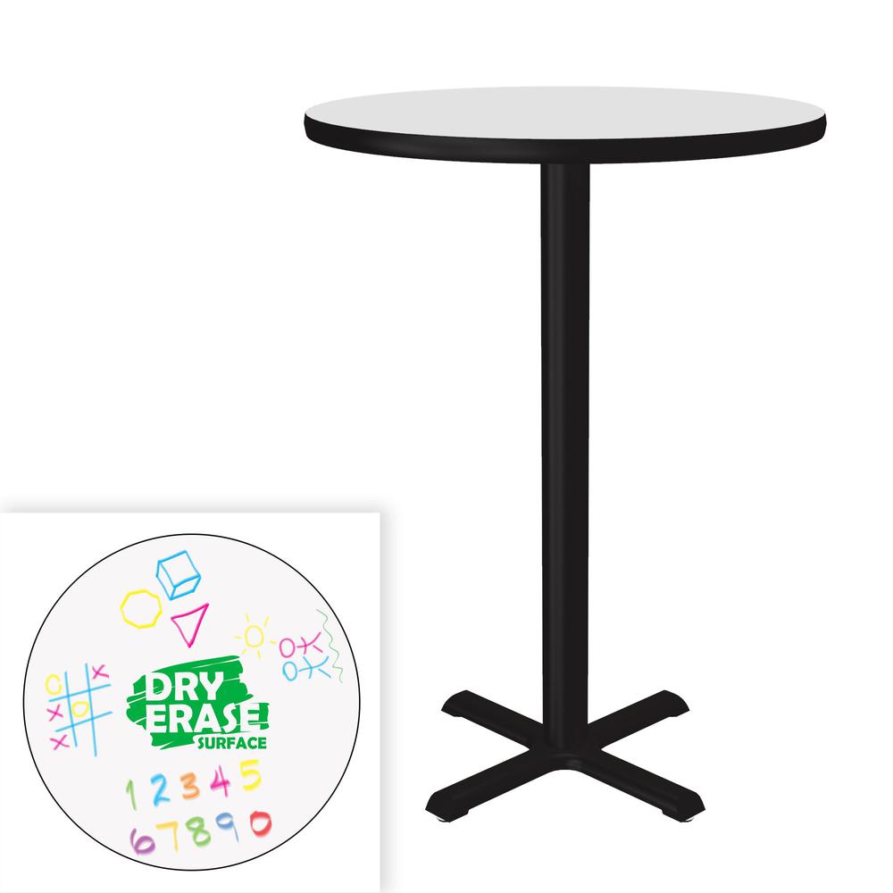 Markerboard-Dry Erase High Pressure Top - Bar Stool Height Café and Breakroom Table, 24x24", ROUND FROSTY WHITE BLACK. Picture 5