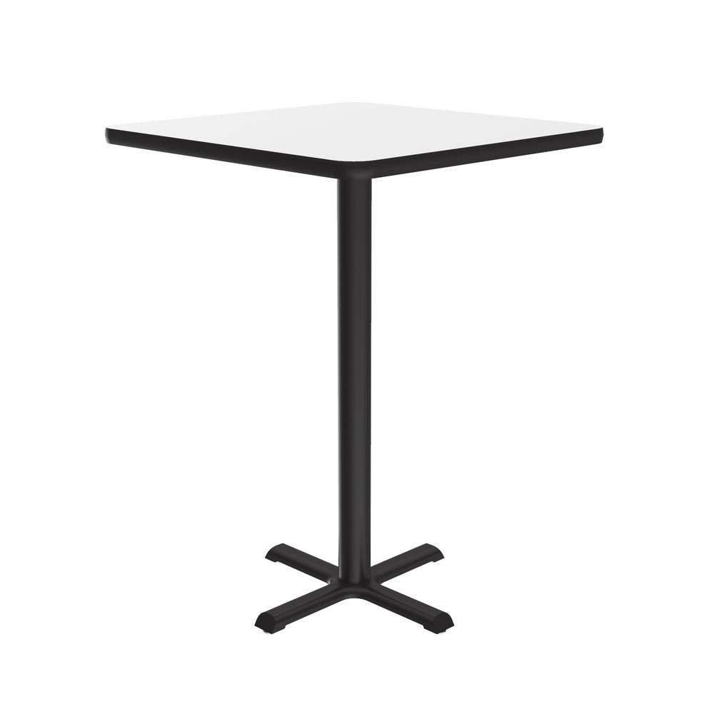Bar Stool/Standing Height Deluxe High-Pressure Café and Breakroom Table, 24x24", SQUARE WHITE BLACK. Picture 1