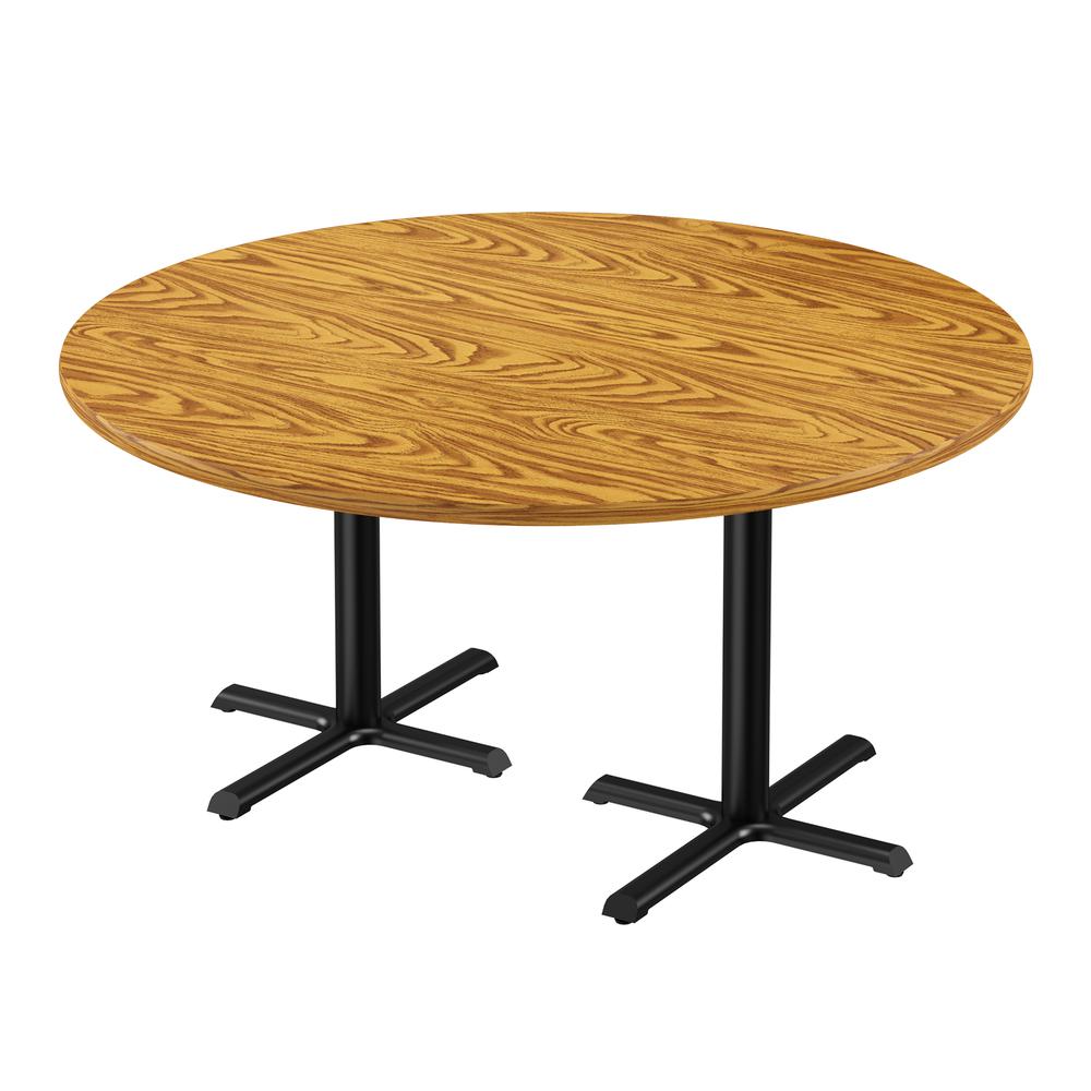 Table Height Deluxe High-Pressure Café and Breakroom Table 60x60", ROUND, MEDIUM OAK, BLACK. Picture 4