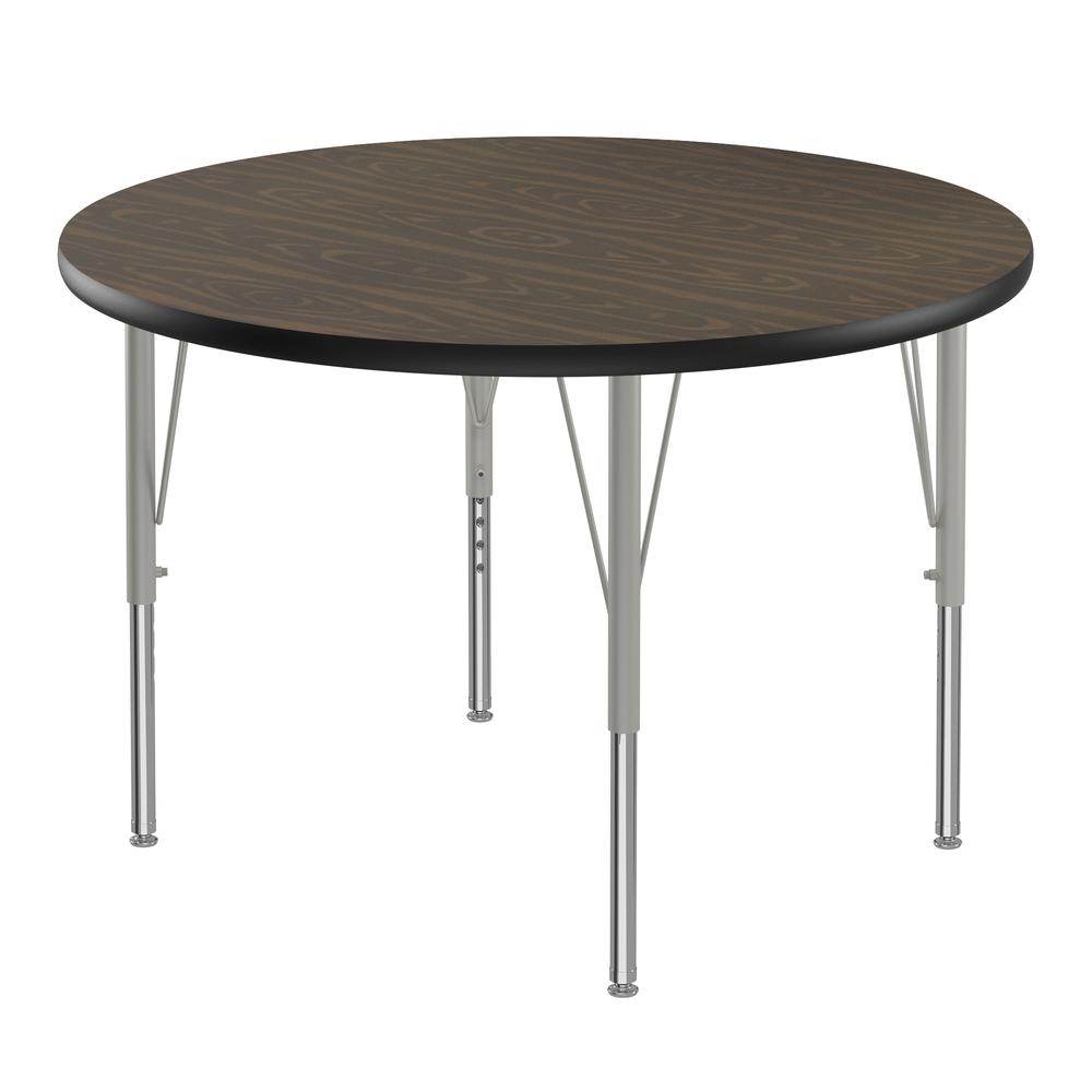Deluxe High-Pressure Top Activity Tables, 42x42" ROUND WALNUT, SILVER MIST. Picture 8