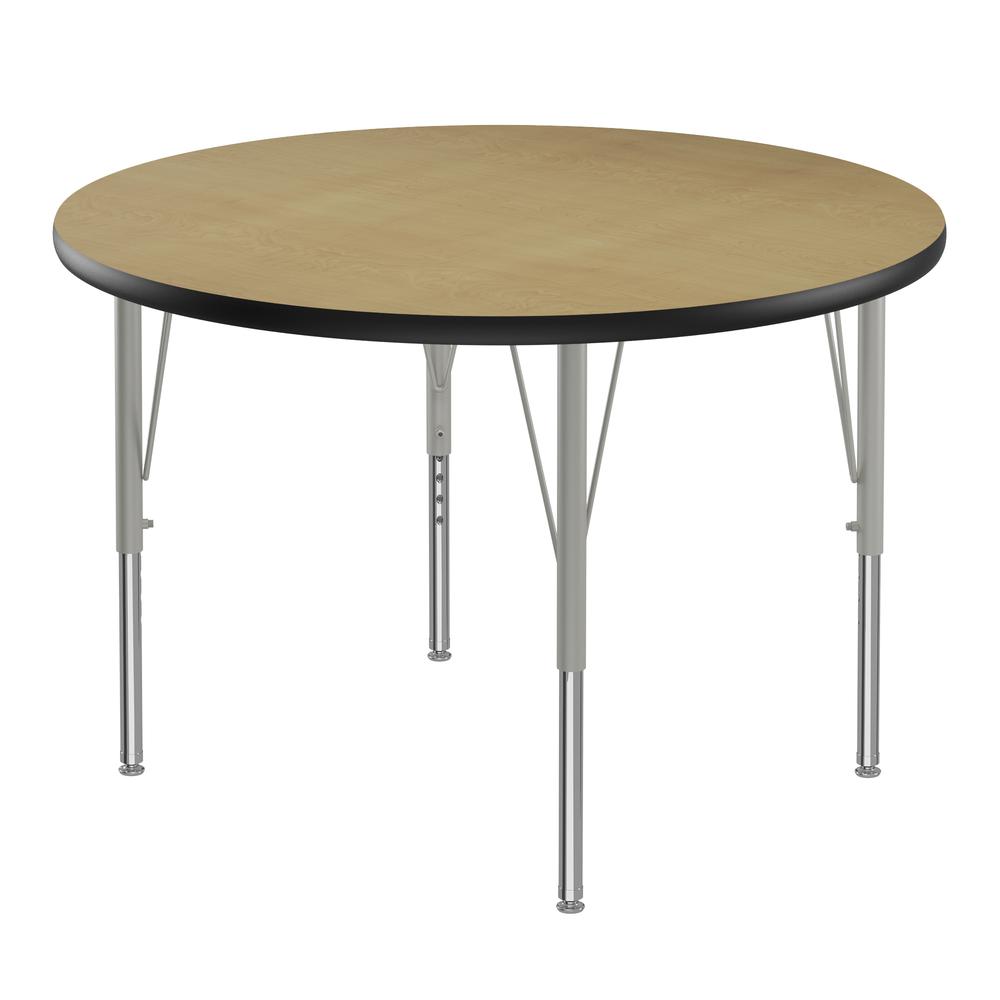 Deluxe High-Pressure Top Activity Tables, 36x36" ROUND FUSION MAPLE SILVER MIST. Picture 1