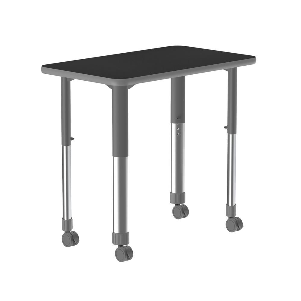 Commercial Lamiante Top Collaborative Desk with Casters 34x20", RECTANGULAR, BLACK GRANITE, GRAY/CHROME. Picture 1