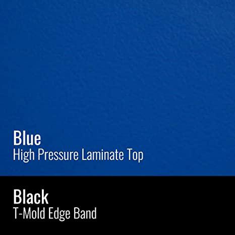 Deluxe High Pressure Collaborative Desk, 42x42", SWERVE, BLUE, BLACK/CHROME. Picture 3