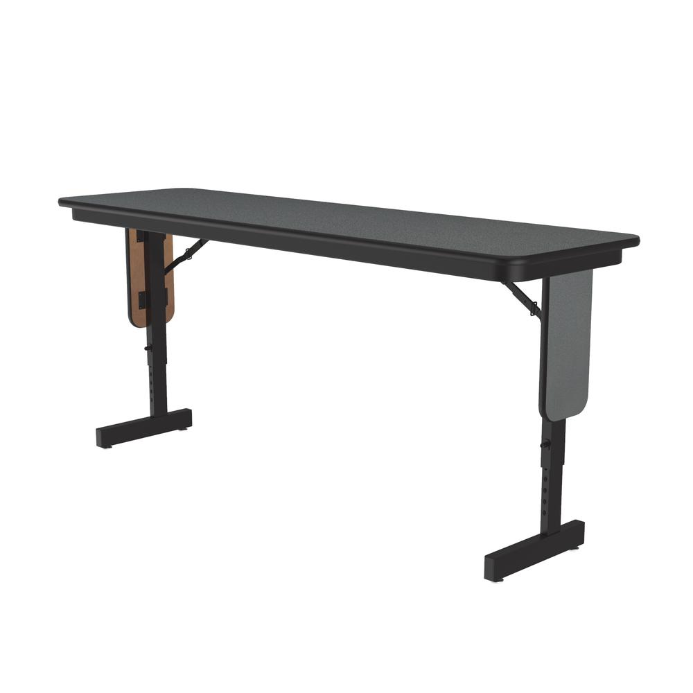 Adjustable Height Deluxe High-Pressure Folding Seminar Table with Panel Leg, 18x60", RECTANGULAR MONTANA GRANITE BLACK. Picture 1